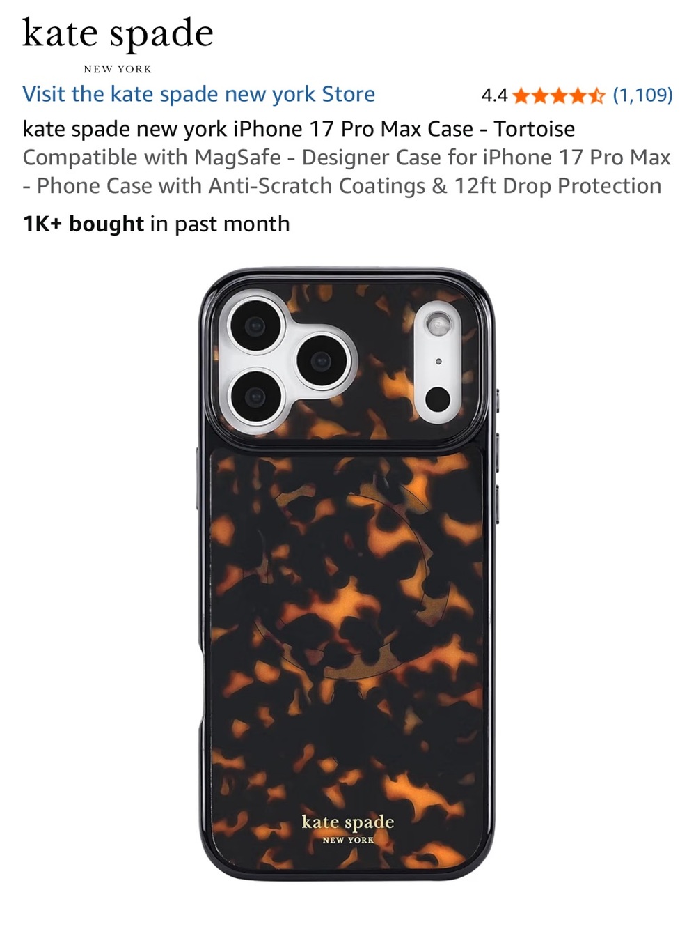 kate spade new york iPhone 17 Pro Max Case Tortoise / leopard MagSafe